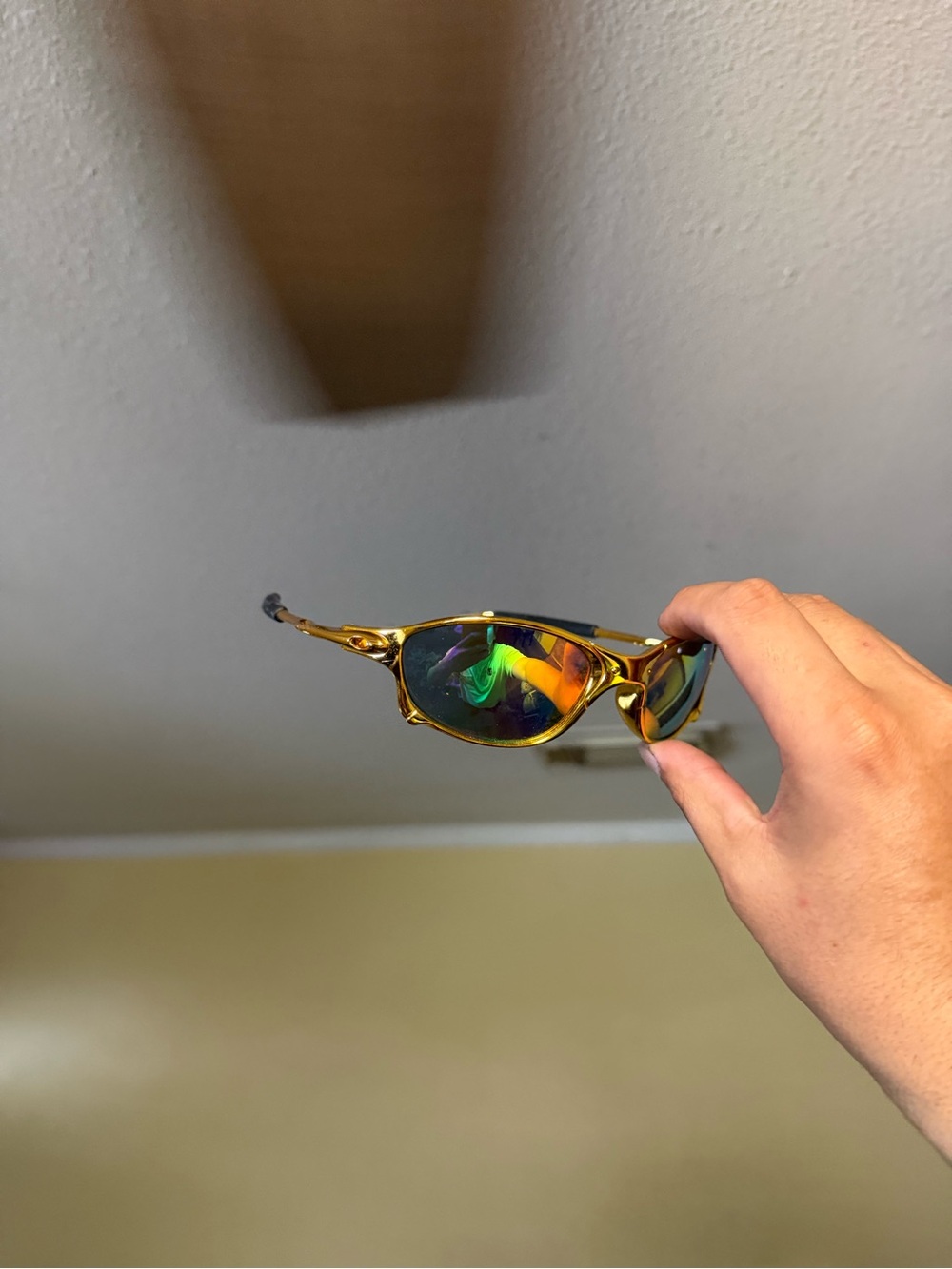 Gold Frame Mirrored Lens Men's Sunglasses oak